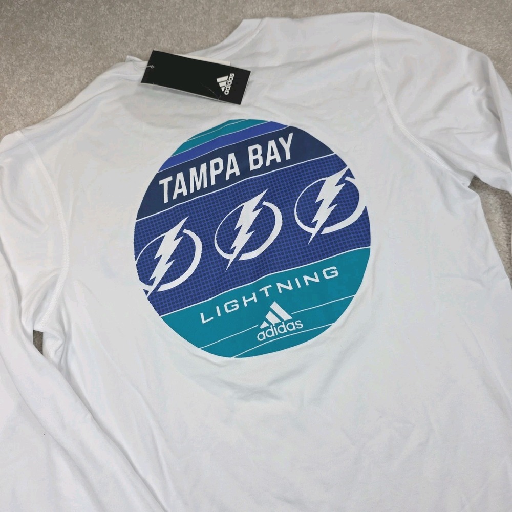 Adidas Creator T-Shirt Womens S White Tampa Bay Lightning NHL Long Sleeve NWT